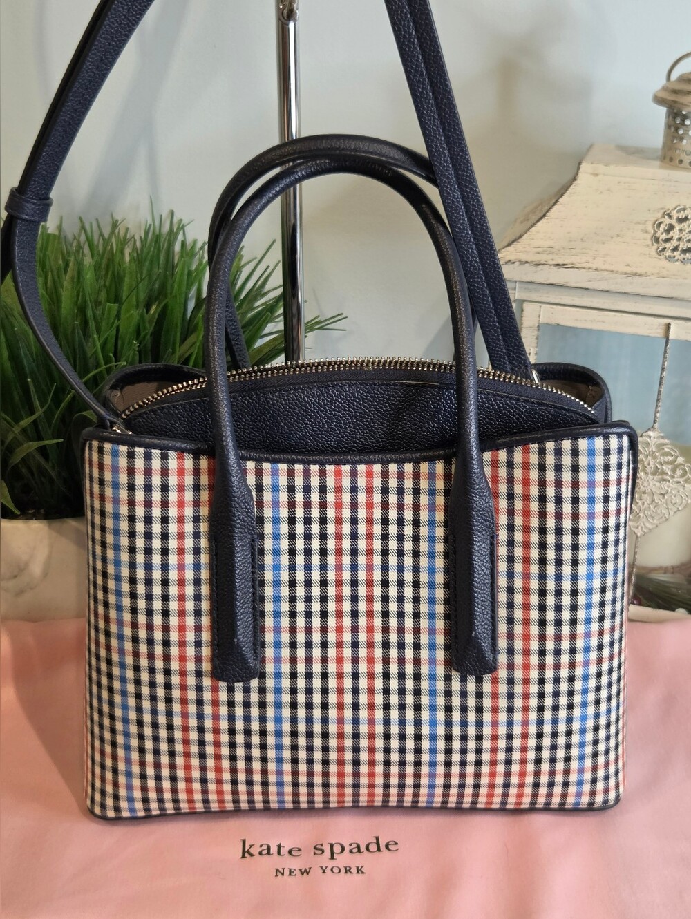 Kate Spade Margaux Plaid Satchel & Dustbag. - Picture 3 of 15